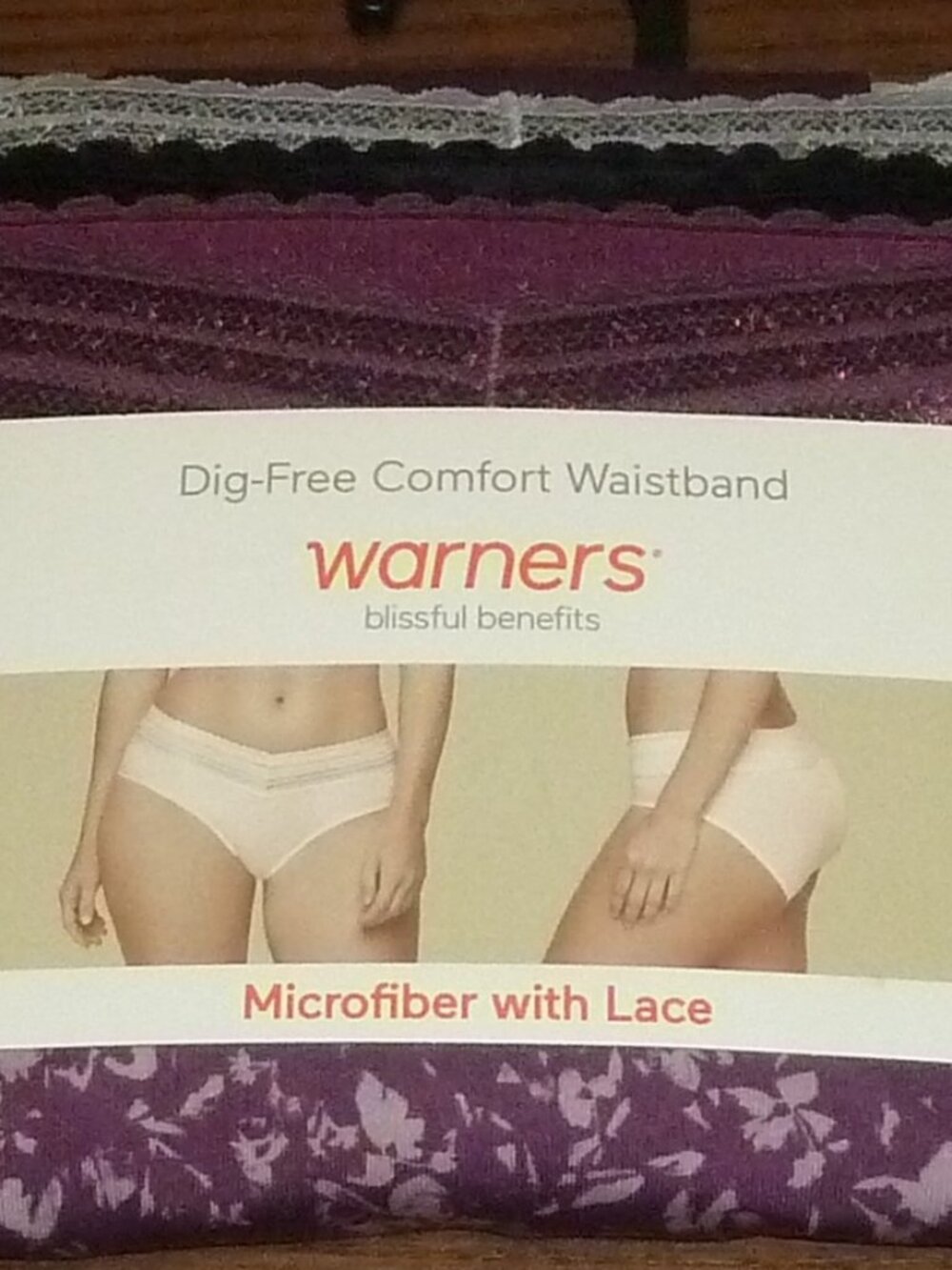 Warners Blissful Benefits Dig-Free Microfiber Lace Hipster 3-Pack Sz 3XL Or 2XL